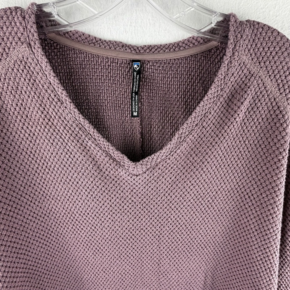 KÜHL Lyrik V Neck Sweater Sz M Mauve Long Sleeve Thermal‎ Waffle Knit Gorpcore - Picture 5 of 12
